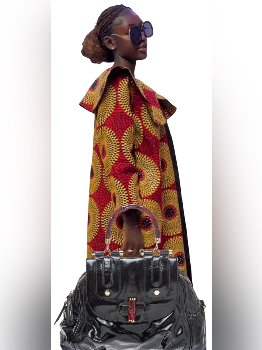 Kweenzyafrik Luxury Ankara Patterned Studded Cape Open Jacket Sz L